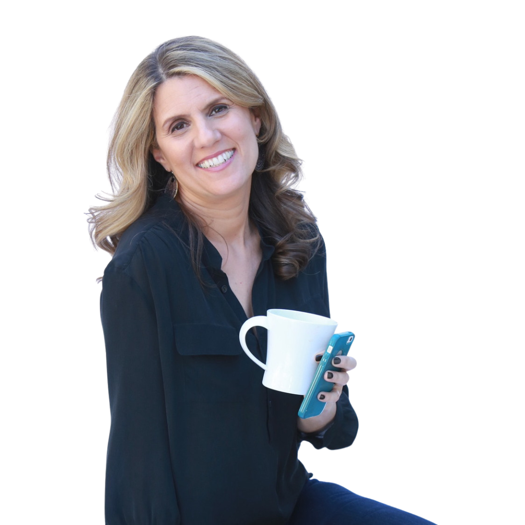 Robin Finn - Website robin, smiling, holding mug